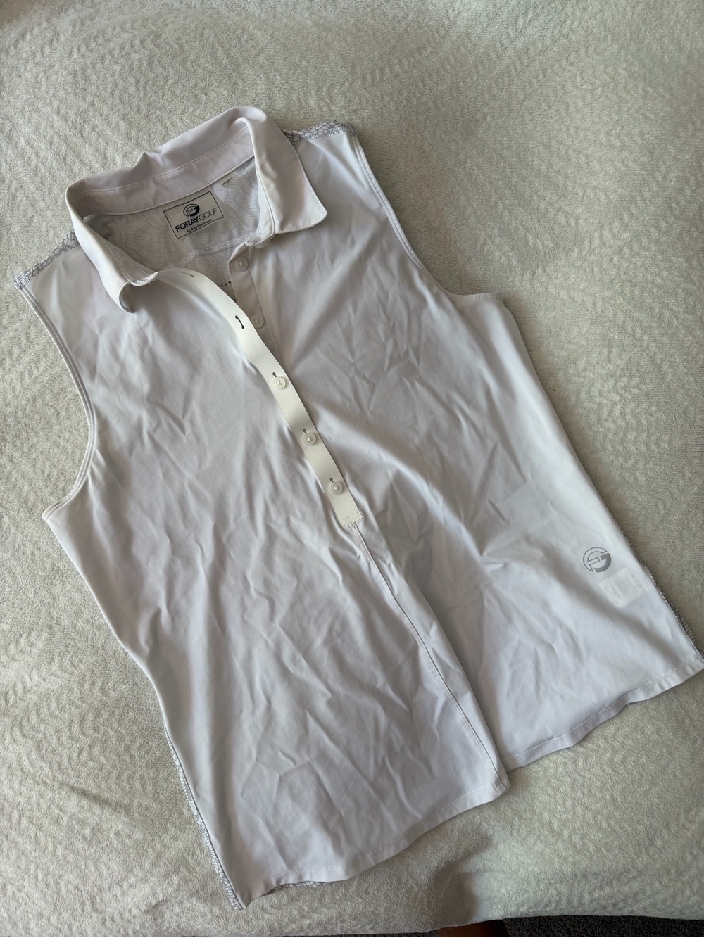 Foray Golf Sleeveless Button Down Polo Shirt White Size Small - Picture 2 of 6